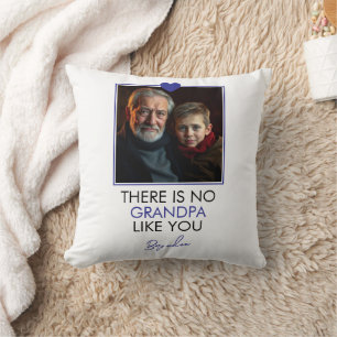 Coussin Simple Blue Heart Grand-Enfant Grand-Parent Photo