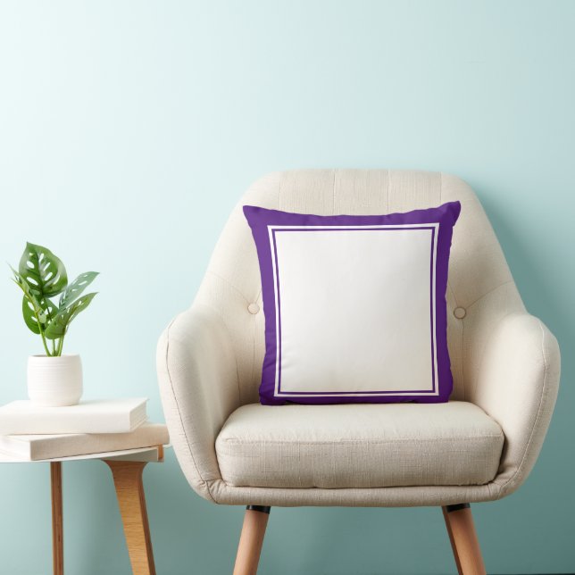 Coussin Simple cadre Royal violet et blanc (Chaise)