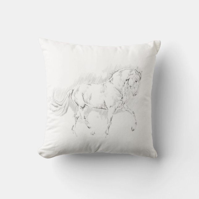 Coussin Simple carreau croquis de cheval de schéma (Recto)