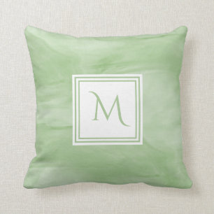 Coussin Simple clair vert subtil marbre moderne Monogramme