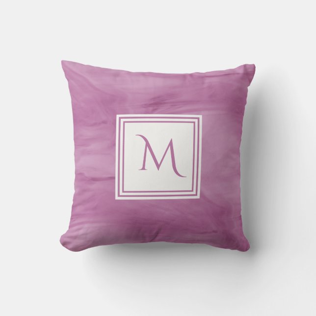 Coussin Simple clair violet subtil marbre moderne Monogram (Recto)