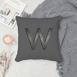 Coussin Simple Classé Personnalisé Monogramme Charcoal Gre