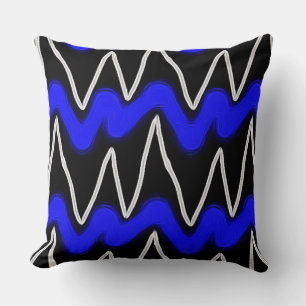 Coussin Simple Cobalt & White Zig Zags Chevron Motif