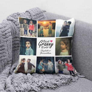 Coussin Simple Coeur Chic Photo Collage Meilleure grand-mè