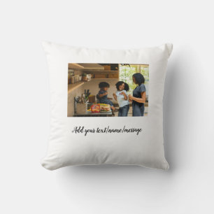 Coussin simple collage de photos nom famille maman minimal