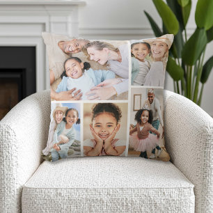 Coussin Simple Collage Photo de Famille Moderne
