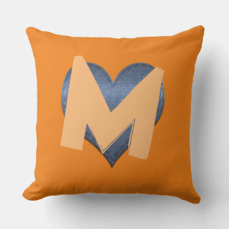 Coussin Simple Denim Heart Funny sur mesure Monogramme