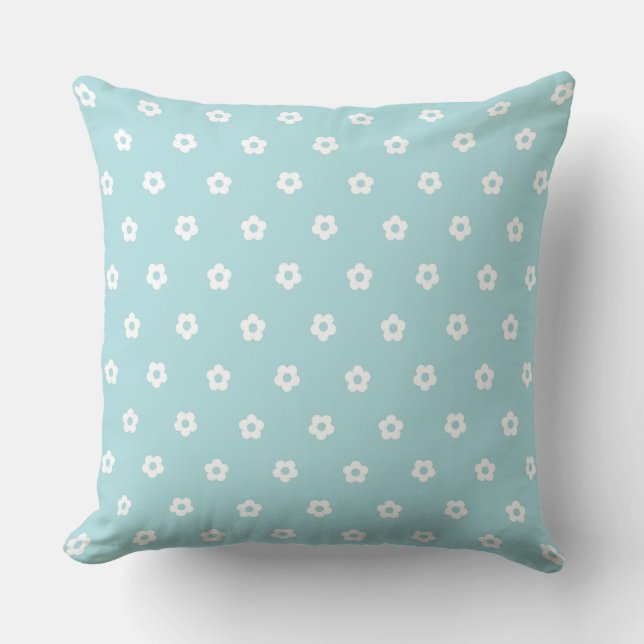 Coussin Simple dessin de fleurs blanches sur fond bleu cla (Recto)
