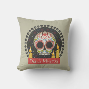 Coussin Simple Dia de Muertos Crâne et bougies Jeter Oreil