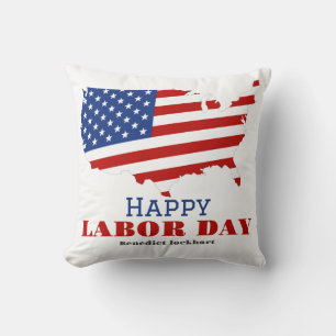 Coussin Simple Elegant Labor Day avec drapeau américain