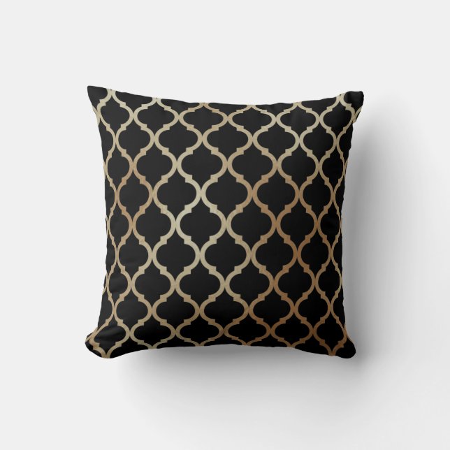 Coussin Simple Elegant Moderne Or Motif marocain | (Recto)