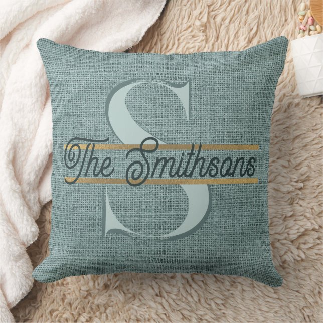 Coussin Simple Elegant Moderne Rustique Or Monogramme & No (Couverture)