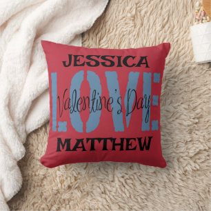 Coussin simple élégant rose valentine, doux pour couple