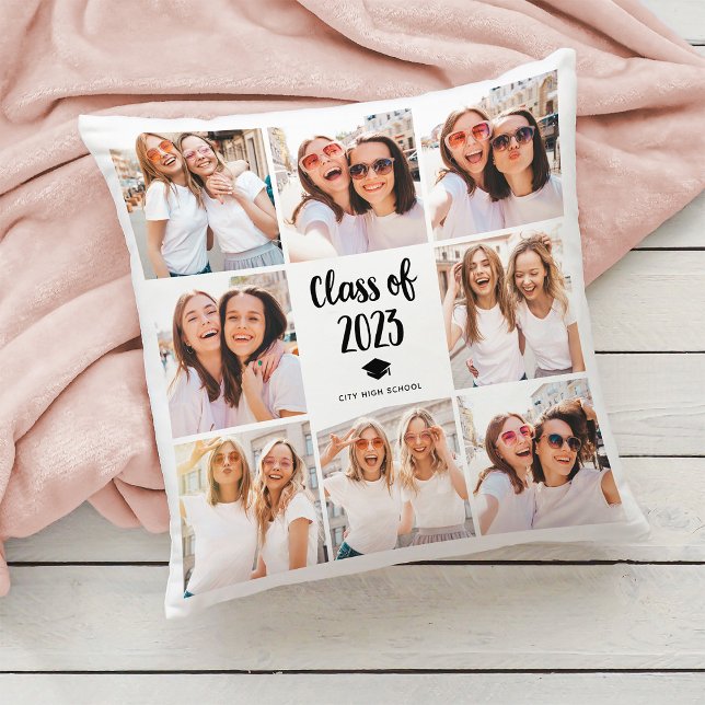 Coussin Simple et chic | Classe 2023 Collage photo (Créateur téléchargé)