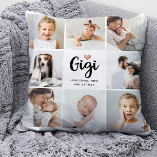 Coussin Simple et chic   Collage de photos et coeur pour G