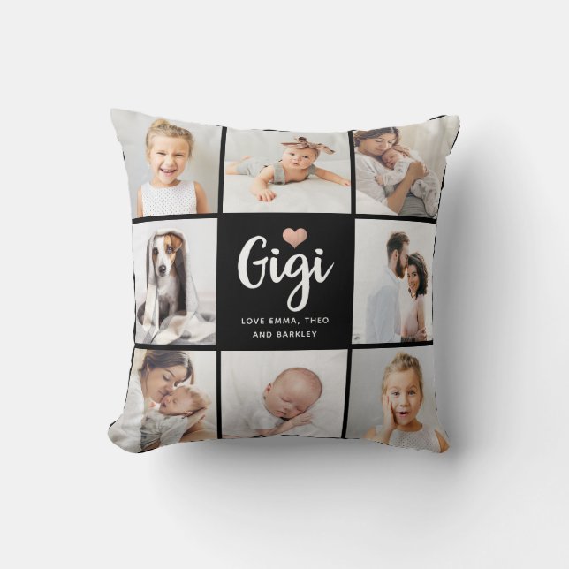 Coussin Simple et chic | Collage photo et coeur pour Gigi (Recto)