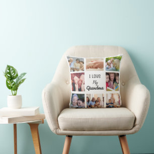 Coussin Simple et Chic Collage photo pour grand-mère