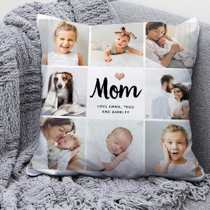 Coussin Simple et chic Photo Collage pour maman avec coe