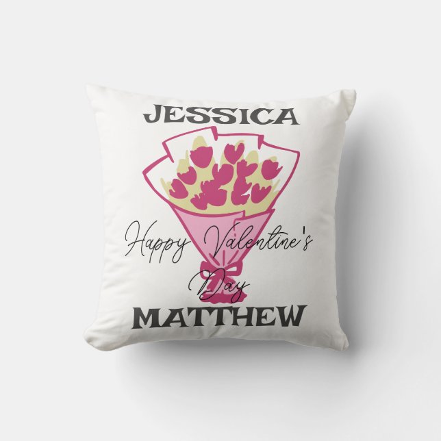 Coussin simple et élégante valentine, sucrée pour couple (Recto)