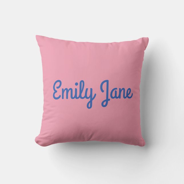 Coussin Simple et mignon personnalisé bleu et rose (Recto)