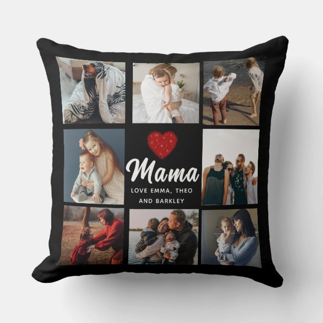 Coussin Simple et moderne | Collage photo pour maman (Recto)