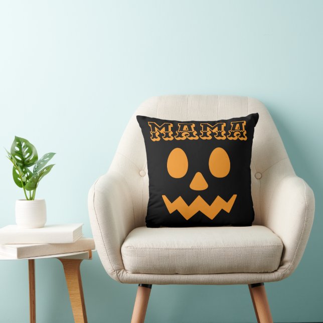 Coussin Simple famille Halloween Mama citrouille orange (Chaise)