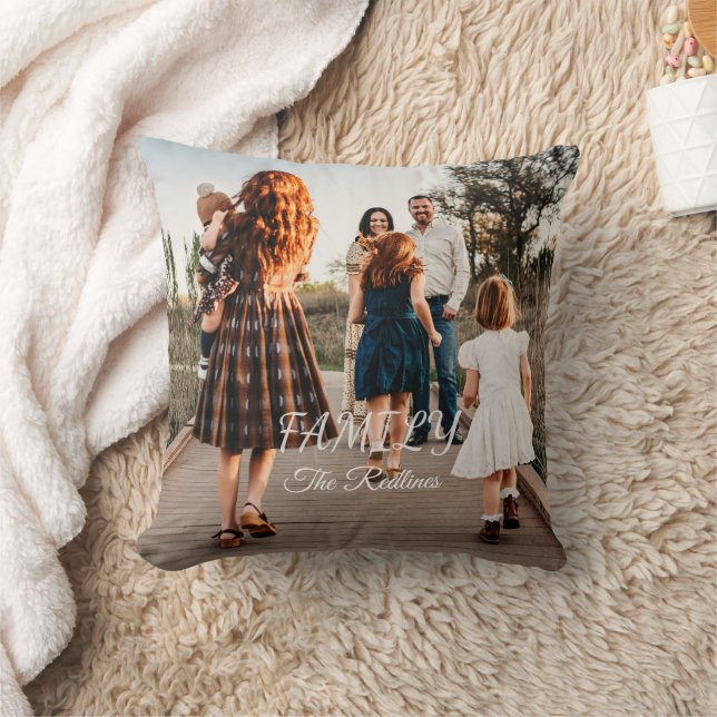Coussin Simple Famille Texte Superposé avec une photo T (Couverture)