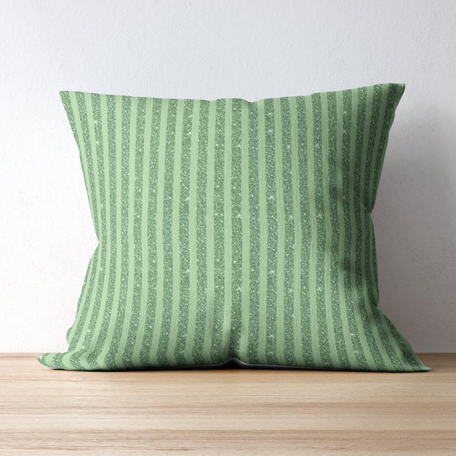 Coussin Simple Forest Green Glitter Style Vertical Stripes (Créateur téléchargé)