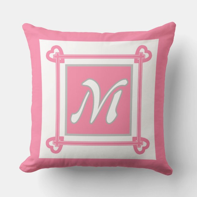 Coussin Simple, Géométrique, Motif, Rose, Gris (Recto)