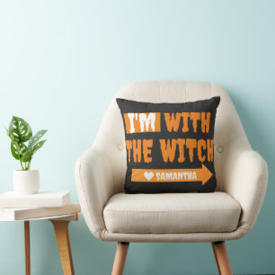 Coussin Simple Happy Halloween je suis avec le costum sorc
