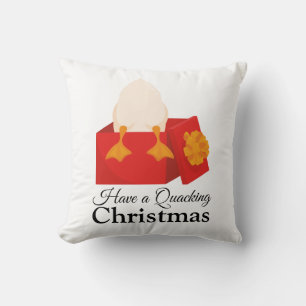 Coussin Simple humour Noël mignon Canard en boîte rouge