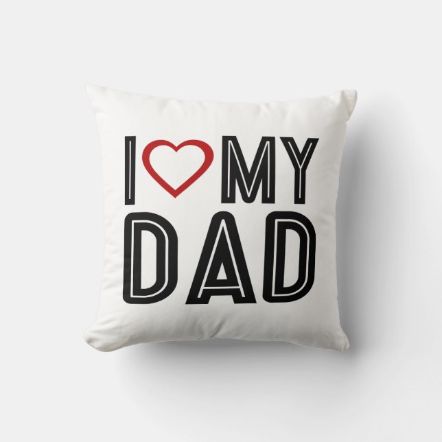 Coussin Simple J'Aime Le Coeur Ma Typographie Papa Jeter L (Recto)