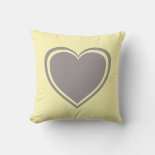 Coussin Simple Jaune coeur gris Saint Valentin`s Day