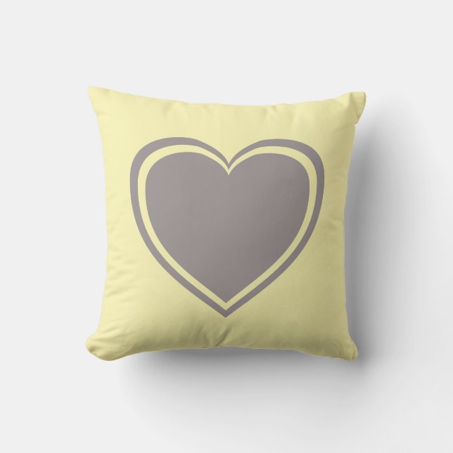 Coussin Simple Jaune coeur gris Saint Valentin`s Day (Recto)