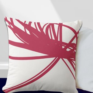 Coussin Simple Magenta Blanc Minimaliste Abstrait