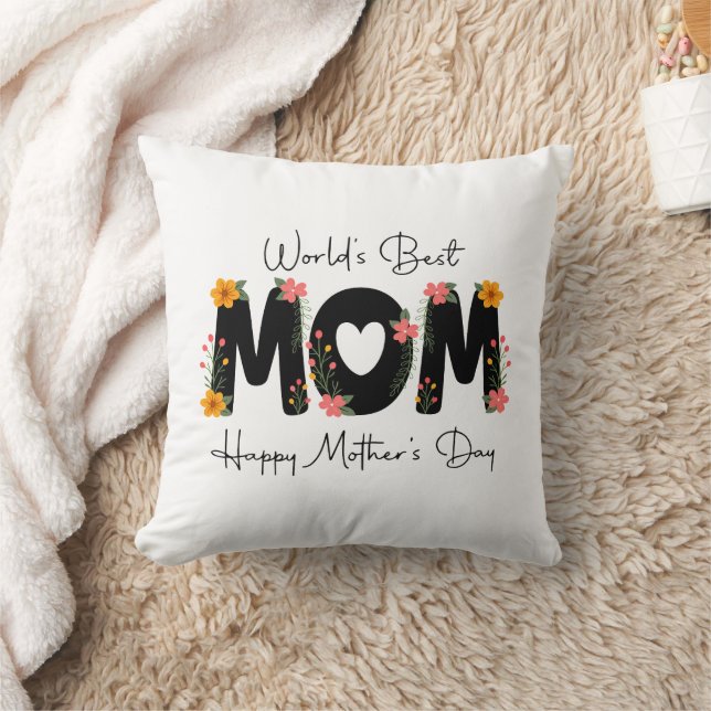 Coussin Simple Meilleure Maman du Monde Calligraphie de la (Couverture)