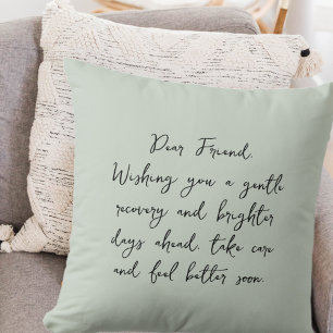 Coussin Simple Message De Bon Rétablissement Script Vert P