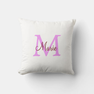 Coussin simple minimal ajouter nom monogramme rose rouge