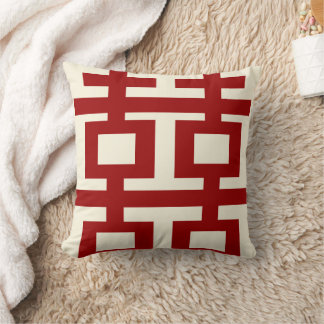 Coussin Simple Minimaliste Double Bonheur Mariage Chinois