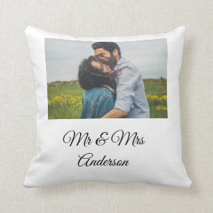 Coussin Simple minimum m et mrs ajouter votre nom photo we