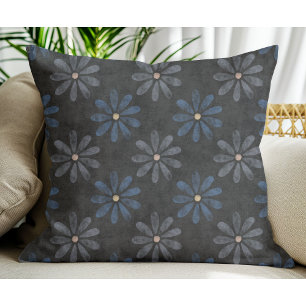 Coussin Simple moderne bleu gris motif noir