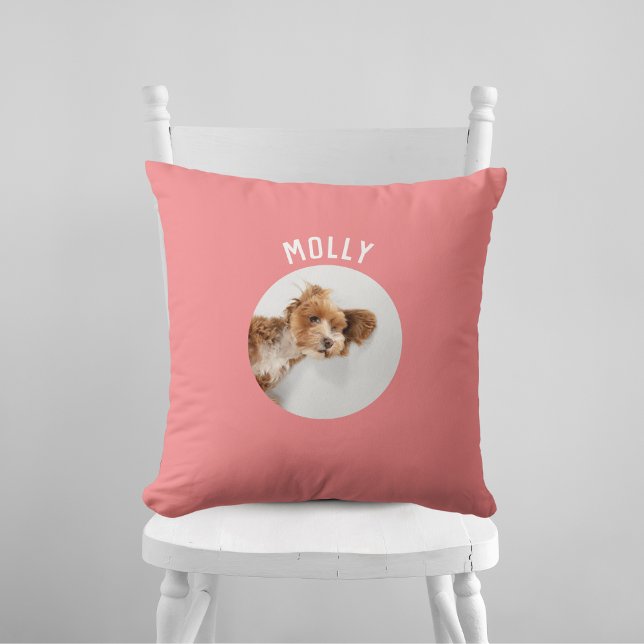 Coussin Simple Moderne Fille Animaux de compagnie Photo Co (Créateur téléchargé)