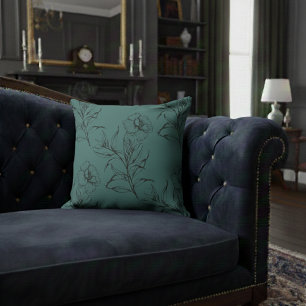 Coussin Simple moderne Floral Boho Motif Dusty Turquoise