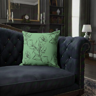 Coussin Simple moderne Floral Boho Motif Vert clair