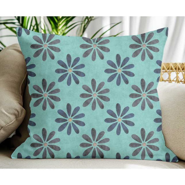 Coussin Simple moderne motif gris bleu clair Turquoise (Créateur téléchargé)