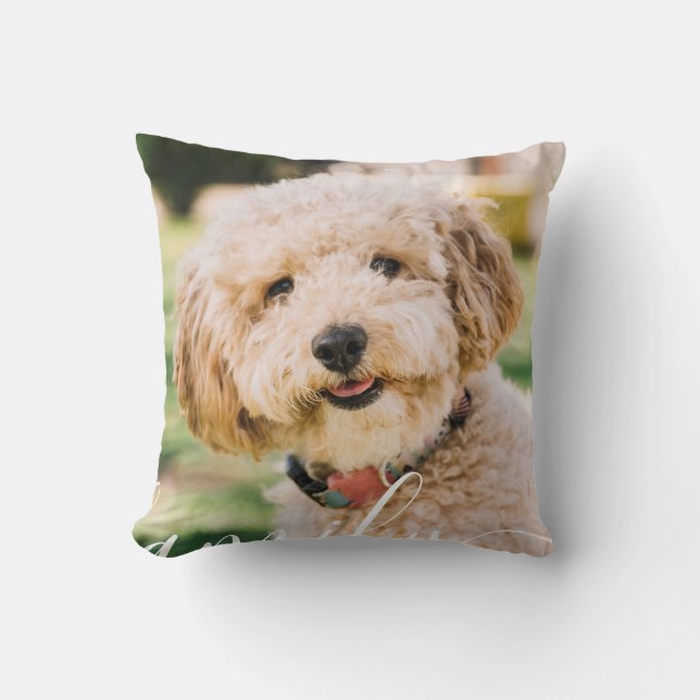 Coussin Simple Moderne Photo de Chien Script Amour (Recto)