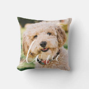 Coussin Simple Moderne Photo de Chien Script Amour