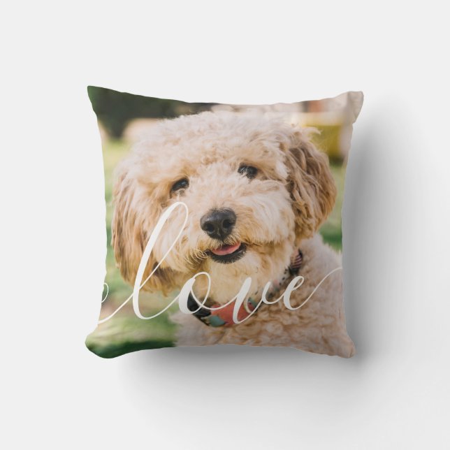 Coussin Simple Moderne Photo de Chien Script Amour (Recto)