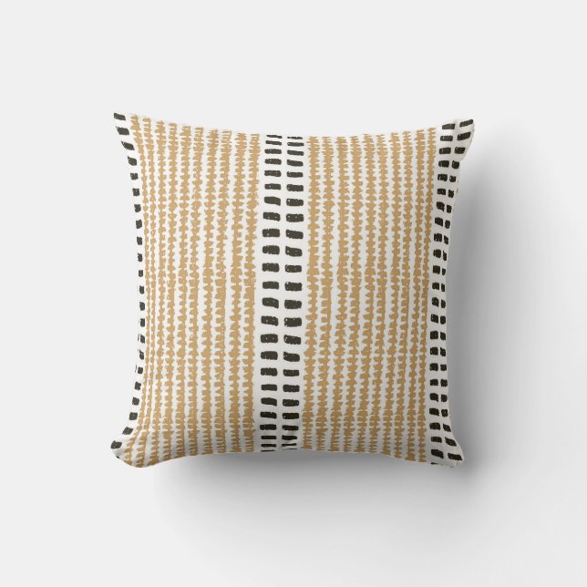 Coussin Simple moderne polyvalent rayures jaune noir contr (Recto)