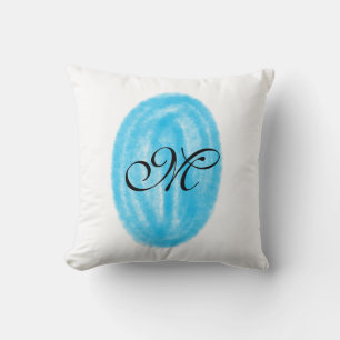 Coussin simple monogramme de cercle minimal à l'aquarelle